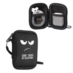 kwmobile in-ear Headphones対応 ケース - イヤホンケース ネオプレン ポーチ 6 x 9 cm Don't touch my headphonesデザインのサムネイル