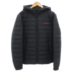ヒューゴボス HUGO BOSS 中綿ジャケット フーデッド ジップアップ ロゴプリント S 紺 ネイビー 72555 /GV ■ECD005のサムネイル