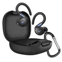 YAODLE 用 Anker Soundcore Sport X20 保護ケース シリコンケース 装着充電可能 全面保護 落下防止 キズ防止 耐衝撃 防塵 軽量 収納 カラビナ付き(ブラック) イヤホンケース 旅行のサムネイル