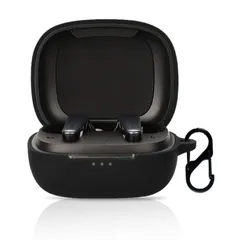 EarFun Air Pro 3 用 ケース カバー 【NOUKAJU】ワイヤレス イヤーホン シリコン 保護ケース 落下防止 キズ防止 耐衝撃 装着充電可能 防水 防塵 カラビナ付き (ブラック)のサムネイル