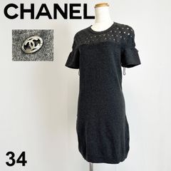 CHANEL 半袖ひざ丈ワンピース CHANEL シャネル 半袖 ひざ丈 ワンピース ブラック - メルカリ