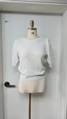 白パールニット半袖のサムネイル