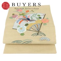 [중고] 가방 띠 正絹 (금은 실 제외) 베이지 복각 짠 드럼 무늬 일본식 오옷 일본 옷 기모노 여성 여성