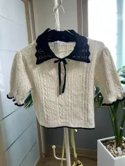 ZARA アイボリー ブラック バイカラー ニット Tシャツ L 新品