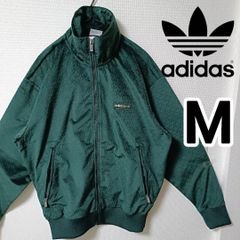 アディダス 緑 ベロア生地 トラックジャケット 総柄トレフォイル XL