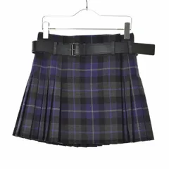 【ChristianDior】511J73A1640 ベルト付き チェック柄プリーツ ラップ ウール ミニスカートのサムネイル
