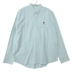 美品 ami alexandre mattiussi アミアレクサンドレマチウシ 長袖シャツ ボタンダウン オックスフォード スモールハートロゴ ストライプ柄 ブルー 41 メンズ 【中古】のサムネイル