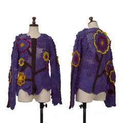 ツモリチサトTSUMORI CHISATO ウールフローラル編みニットカーディガン 紫他Mのサムネイル