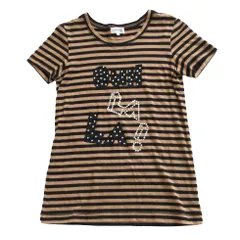SONIA by SONIA RYKIEL ソニアバイソニアリキエル 半袖Ｔシャツ ボーダー ロゴ ビジュー ロング カットソー トップス ブラウン 38【M】 レディース 【中古】のサムネイル