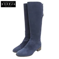 SARTORE　サルトル　スエード バックベルト ロングブーツ レディース ネイビー 35 1/2　35.5のサムネイル