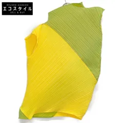 ISSEY MIYAKE　イッセイミヤケ　IM51-FJ964 イエロー×グリーン プリーツ チュニック ノースリーブ　Mのサムネイル