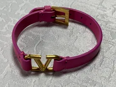 VALENTINO GARAVANI    ヴァレンティノ・ガラヴァーニ　Vロゴ シグネチャー ブレスレット　アクセサリー　レディース　バレンチノ　レザー/メタル　ピンク　ゴールドのサムネイル