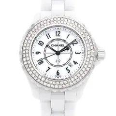 電池交換済 CHANEL シャネル J12 33mm 2重ダイヤベゼル H0968 ダイヤモンド 200m防水 デイト 白 ホワイト CE セラミック SS ステンレス アフターダイヤ レディース クォーツ【6ヶ月保証】【腕時計】【中古】のサムネイル