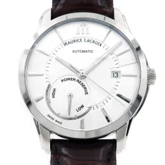 MAURICE LACROIX モーリスラクロア ポントス PT6368-SS001-130 デイト パワーリザーブ 100m防水 裏スケ シルバー SS ステンレス 純正ベルト 純正尾錠 メンズ 自動巻き【6ヶ月保証】【腕時計】【中古】のサムネイル