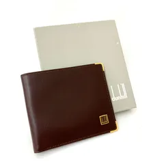 D7743 美品！ dunhill ダンヒル レザー 二つ折り財布 コンパクトウォレット 札入れ ダークブラウン
