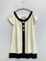 Pinky Girls ピンキーガールズ ワンピース M アイボリー 無地 リボン 半袖 ショート・ミニ丈 フレア レディースのサムネイル