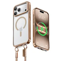 【新品】【業界初ストラップ構造・Magsafe対応】CASEKOO iPhone 17 Pro 用 ケース クリア 隠しバックル 最大25W急速充電対応 超 耐衝撃 高耐久性 透明 黄変防止 スマホ ストラップ ハンドストラップ付属 落下紛失 72b34f42