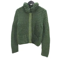 フィロソフィーディアルベルタフェレッティ PHILOSOPHY di ALBERTA FERRETTI 長袖 ニット ジャケット カーディガン 38 緑系 グリーン ボア衿  イタリア製のサムネイル