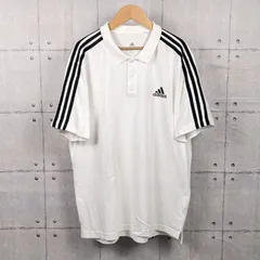 adidas  アディダス　 ワンポイント刺繍ロゴ 3ストライプ　半袖　ポロシャツ　メンズ　XOサイズ(タグ表記：2XL） ホワイトのサムネイル