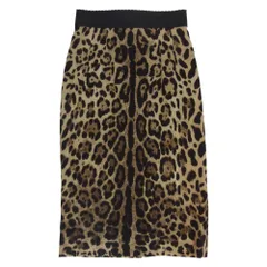 DOLCE&GABBANA ドルチェアンドガッバーナ バックジップ シルク レオパード タイト スカート ブラウン系 36【中古】のサムネイル