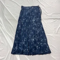 美品　ストラ　Stola.　ロングスカート　プリーツロングスカート　花柄　総柄　春服　夏服　紺色　ネイビー　XSサイズ相当　送料無料✨のサムネイル