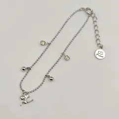 【美品】クレージュ　ストーンチャームブレスレット　ロゴ　ボールチェーンのサムネイル