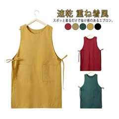 エプロンワンピース 防水 防油 エプロン 被るだけ サイドリボン エプロン 速乾 ラウンドネック ミドル丈 ポケット付き 重ね着風 カフェ風 ワークエプロン チュニック エプロンドレス サイドオープン 　1842