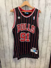 adidas アディダス タンクトップ ノースリーブ ブラック レッド BULLS ゲームシャツ トレフォイル NBA バスケットボール スポーツ サイズL