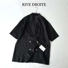 タグ付✨ 2025 RIVE DROITE リヴドロワ ラミーハーフスリーブジャケット / ブラック 黒 フリーサイズ / 近年モデル 春  夏 ラミー100％ 麻 手洗い可能 ダブルブレスト テーラードジャケット 体型カバー 五分袖のサムネイル