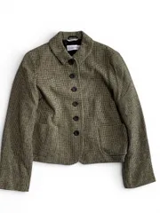 美品　MAX MARA STUDIO　マックスマーラ　千鳥格子　ジャケット　ツイード　サイズ42　ウール　ブラック系　レトロのサムネイル
