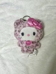 レア】ハローキティ ブラック ピンク ヒョウ柄 ウサギ ストラップ 2012