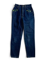 美品　90s　Yves Saint Laurent　イヴサンローラン　サイズ36　デニム　ハイウェスト　刺繍　ロゴ　YSL　金刺繍　インディゴ　ヴィンテージのサムネイル