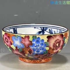 美品】美術工芸品 花と鳥の装飾 八角形 金欄手 大型陶器鉢（プランター