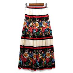 極美品 GUCCI グッチ フローラル プリーツ ロング スカート 花柄 38
