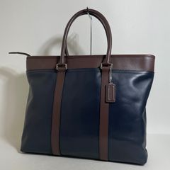 COACH コーチ メトロポリタン 2way ビジネスバッグ ネイビー レザー
