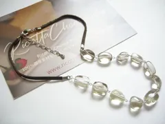 天然石　レモンクオーツと革ひものショートネックレスのサムネイル