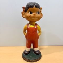 当時物・昭和レトロ】不二家 ペコちゃん ソフビ人形 首振り 頭ネジ2本