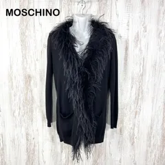 MOSCHINO モスキーノ ボリュームフェザー ウール ロングカーディガン ブラックのサムネイル