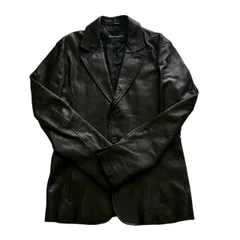 EMPORIO ARMANI エンポリオアルマーニ レザージャケット メンズ 表記48 L相当 ブラック 本革 テーラードジャケット 二つボタン ポケット付き 高級 アウター モード系のサムネイル
