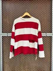 BEAMSインターナショナルギャラリー ビームス ダメージ ストライプ 長袖 Tシャツ S