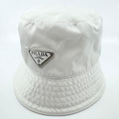 美品】PRADA プラダ バケットハット ナイロン 白 三角ロゴ Mサイズ