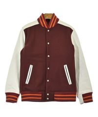 BEAMS / 本革切り替え スタジャン ブラウン×オフホワイト Lサイズ BEAMS / 本革切り替え スタジャン ブラウン×オフホワイト Lサイズ