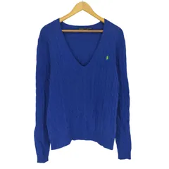 ポロラルフローレン POLO RALPH LAUREN ポニー刺しゅう ケーブル Vネックニット レディース JPN：XL 