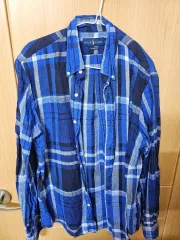 ポロラルフローレン ブルー CHECK リネン SHIRT 出品