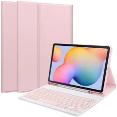 Galaxy Tab S6 Lite 10.4インチ キーボード ケース 可愛い キャンディーカラー マグネット 分離式 Android タブレット ギャラクシー Tab S6 Lite キーボード カバー カラフル レディース 女性 (ピンク)のサムネイル