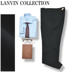 【美品】 ランバン コレクション LANVIN COLLECTION コットン スラックスパンツ ワンタック トラウザー センタープレス カジュアル ビジネス ビジカジ 91 ブラック メンズのサムネイル