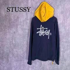 STUSSY◇バイカラー ストックロゴ 青 パーカー D513 - メルカリ