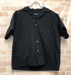 90s vintage【シルク　ブラック　開襟シャツ　HBT　レーヨン風　無地】 90s vintage【シルク ブラック 開襟シャツ HBT レーヨン風 無地