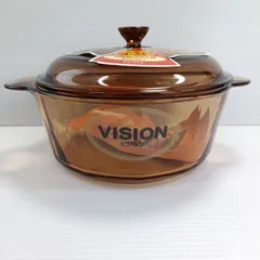【ほぼ未使用】VISION ビジョン 超耐熱ガラス 両手鍋 蓋付フランス製 説明書付のサムネイル