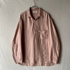 ビームスエフ｜美品 リネンオープンカラーシャツ 麻100% レンガ色 開襟